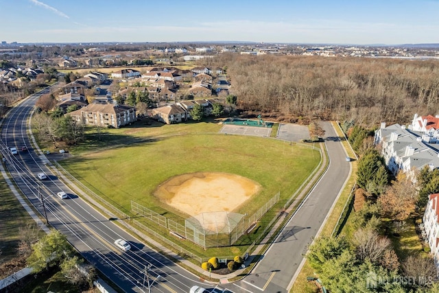 aerial overview of property's location featuring nearby suburban area