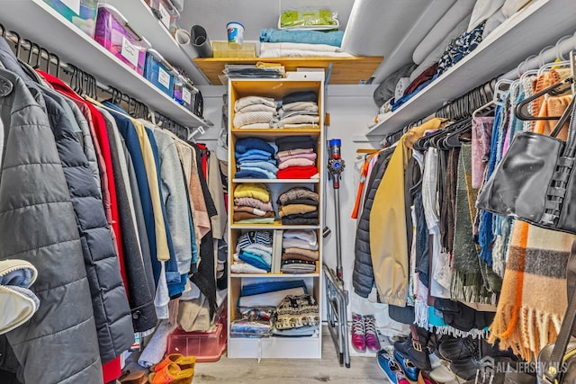 walk in closet featuring hardwood / wood-style floors