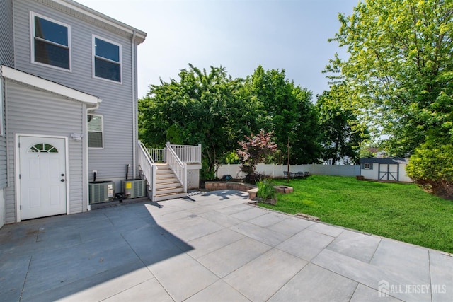 35 Evergreen Ave, Fords, NJ 08863 - view of patio with cooling unit and stairway