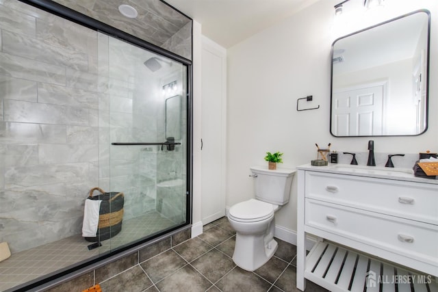 35 Evergreen Ave, Fords, NJ 08863 - full bathroom featuring toilet, vanity, a shower stall, tile patterned flooring, and baseboards