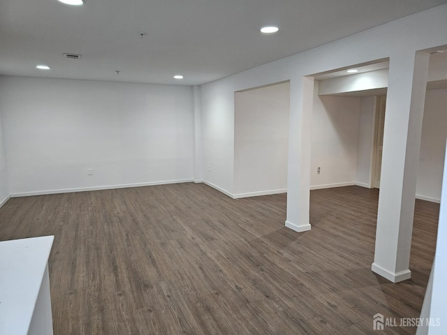16 Park Sq, Metuchen, NJ 08840 - finished below grade area with dark wood finished floors and recessed lighting