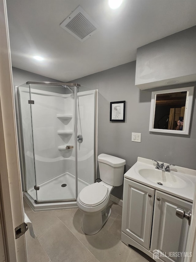 16 Park Sq, Metuchen, NJ 08840 - full bathroom featuring a stall shower, vanity, and tile patterned floors