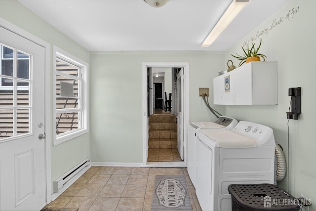 858 Burnt Tavern Rd, Brick, NJ 08724 - washroom with baseboard heating, separate washer and dryer, and light tile patterned floors