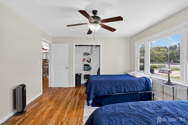 858 Burnt Tavern Rd, Brick, NJ 08724 - bedroom featuring wood finished floors, a closet, and ceiling fan