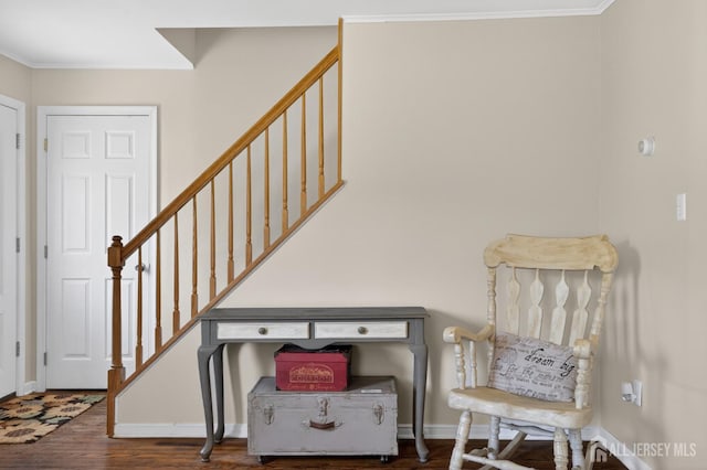 858 Burnt Tavern Rd, Brick, NJ 08724 - foyer entrance with ornamental molding, wood finished floors, and stairs