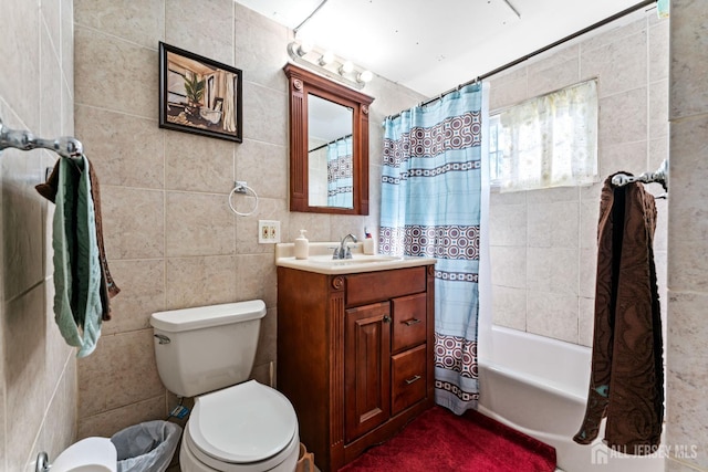 39 Webb Dr, Fords, NJ 08863 - full bathroom with tile walls, vanity, and shower / tub combo with curtain