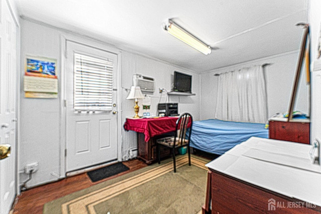 39 Webb Dr, Fords, NJ 08863 - bedroom featuring an AC wall unit and wood finished floors