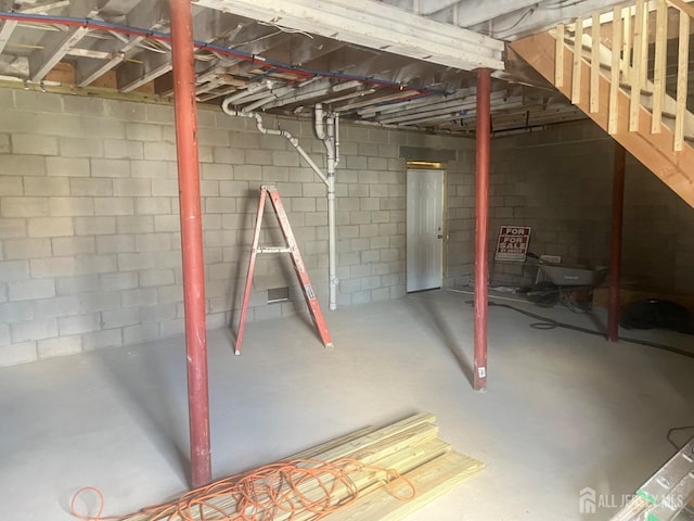 212 Huff Ave, Manville, NJ 08835 - unfinished below grade area featuring concrete block wall