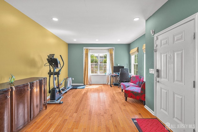 36 Andrews Way, Piscataway, NJ 08854 - workout room featuring wood finished floors and recessed lighting