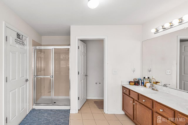 36 Andrews Way, Piscataway, NJ 08854 - bathroom with tile patterned floors, vanity, and a shower stall