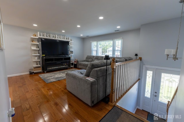 128 Jay St, Middlesex, NJ 08846 - living room with hardwood / wood-style flooring, recessed lighting, and baseboards