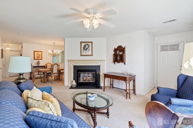 40 Rutland Ln Unit 40C, Monroe, NJ 08831 - carpeted living area featuring a chandelier, a ceiling fan, and baseboards