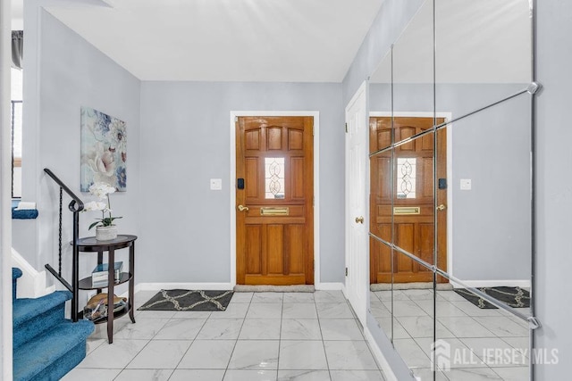3 Topaz Ln, Iselin, NJ 08830 - foyer featuring light marble finish floors and stairs