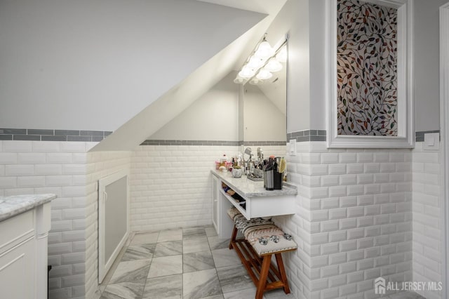 1156 Kline Pl, Rahway, NJ 07065 - bathroom with tile walls, a wainscoted wall, and vanity