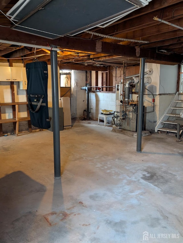 view of unfinished basement