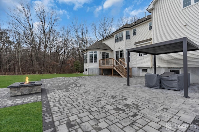 131-B Dutch Rd, East Brunswick, NJ 08816 - view of patio / terrace featuring a fire pit, a wooden deck, stairs, and grilling area