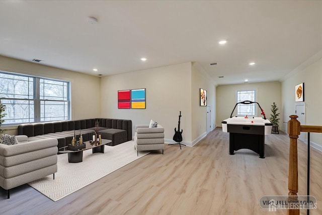 90 Hancock Rd, Piscataway, NJ 08854 - game room featuring light wood-style flooring and recessed lighting