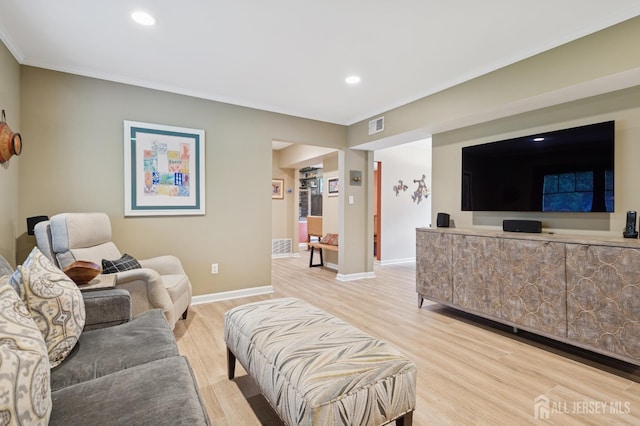 6 Steven Rd, South Brunswick, NJ 08824 - living room featuring light wood-style floors, recessed lighting, and crown molding