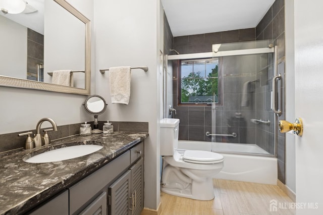 6 Steven Rd, South Brunswick, NJ 08824 - full bath with vanity, bath / shower combo with glass door, and wood finished floors