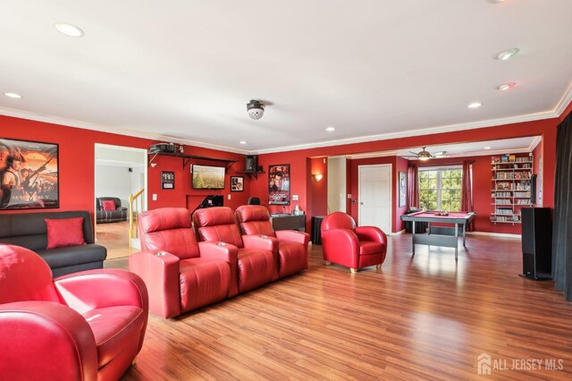 415 Lorillard Ave, Union Beach, NJ 07735 - home theater featuring ornamental molding and wood finished floors