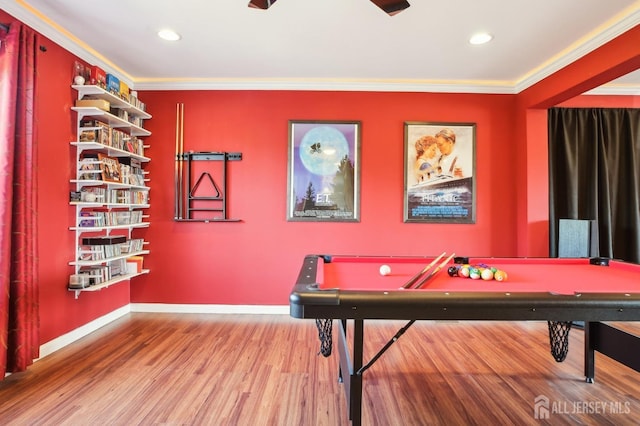 415 Lorillard Ave, Union Beach, NJ 07735 - recreation room with pool table, baseboards, ornamental molding, and wood finished floors
