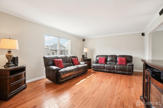 415 Lorillard Ave, Union Beach, NJ 07735 - living area featuring baseboards, ornamental molding, and light wood-type flooring