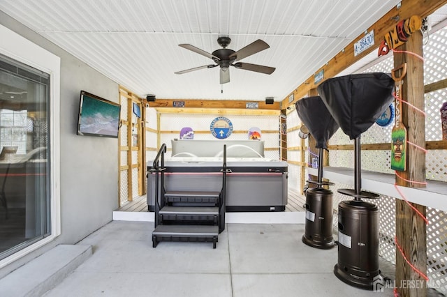 415 Lorillard Ave, Union Beach, NJ 07735 - view of patio with ceiling fan and a hot tub