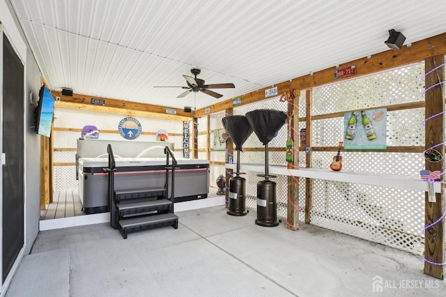 415 Lorillard Ave, Union Beach, NJ 07735 - view of patio / terrace featuring ceiling fan and a hot tub