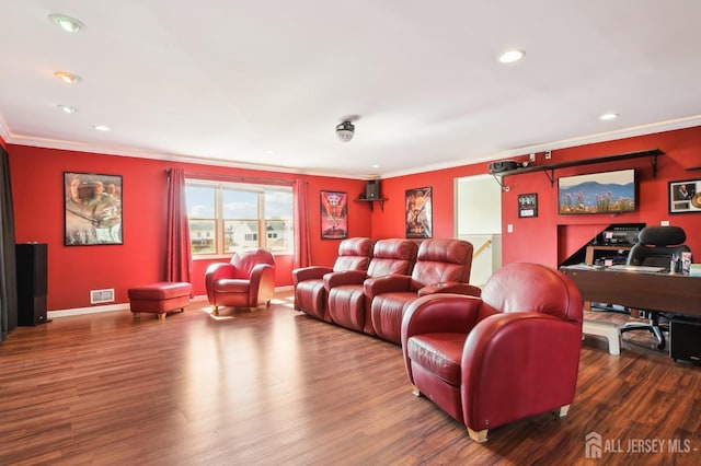 415 Lorillard Ave, Union Beach, NJ 07735 - home theater room with crown molding, recessed lighting, and wood finished floors