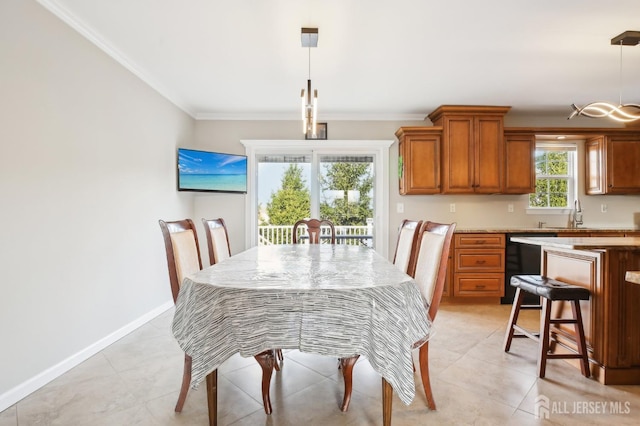 415 Lorillard Ave, Union Beach, NJ 07735 - dining area featuring baseboards, ornamental molding, and light tile patterned floors