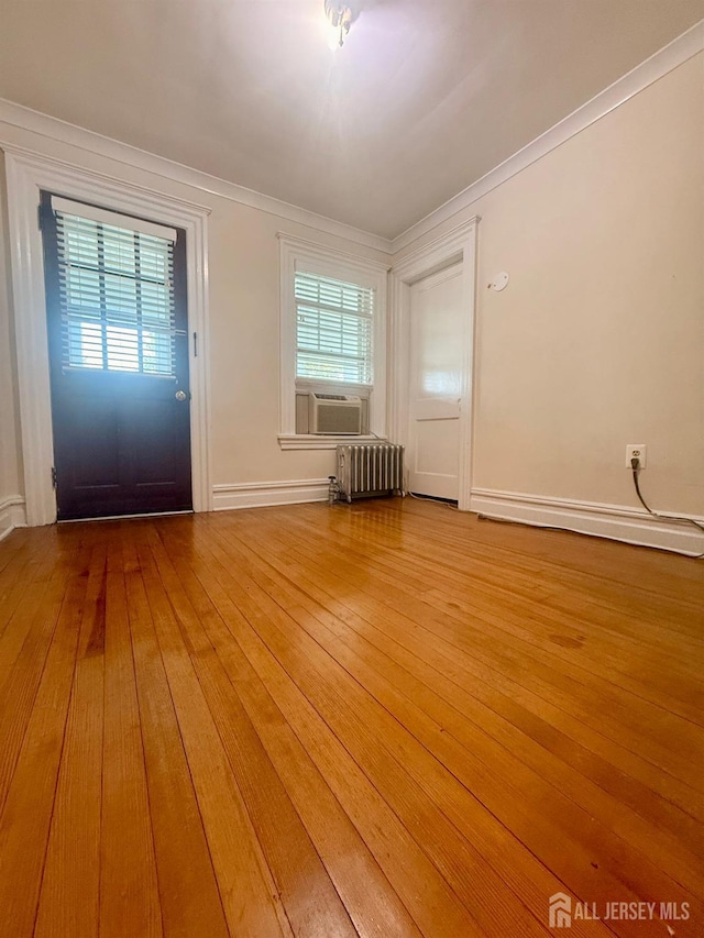 451 E Main St, Somerville, NJ 08876 - entryway with radiator, light wood finished floors, plenty of natural light, baseboards, and crown molding