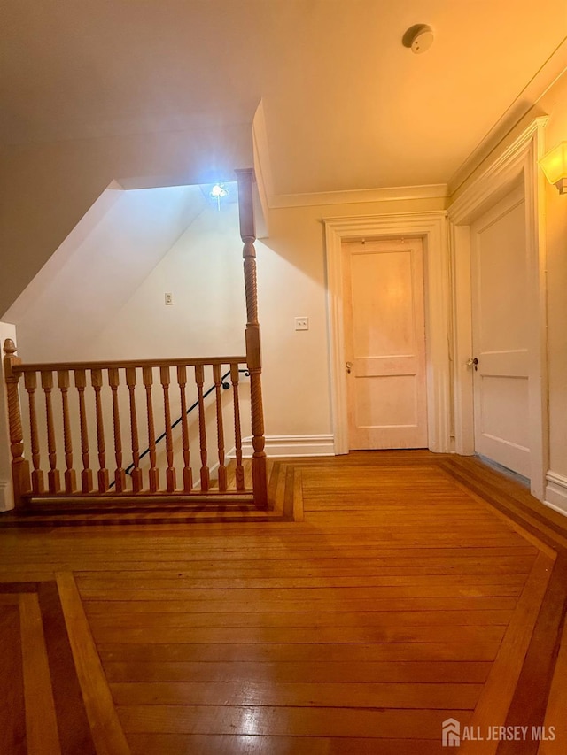 451 E Main St, Somerville, NJ 08876 - hallway featuring hardwood / wood-style flooring, vaulted ceiling, and baseboards