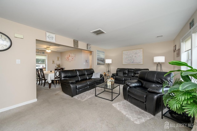 17 Duane St, Jamesburg, NJ 08831 - carpeted living room featuring baseboards and a ceiling fan