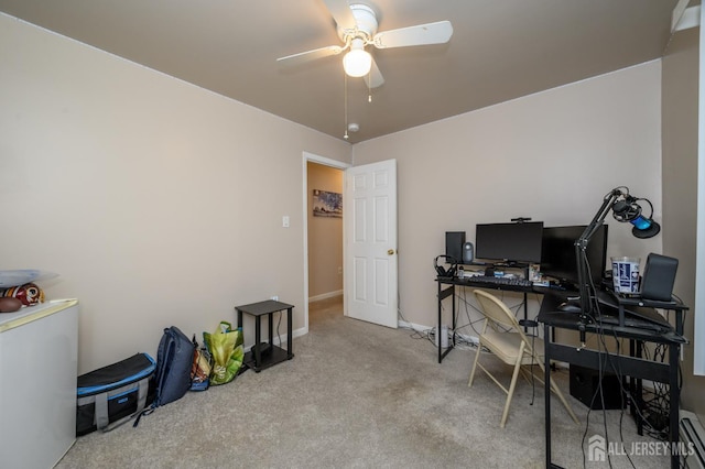 17 Duane St, Jamesburg, NJ 08831 - office area featuring ceiling fan, carpet flooring, and baseboard heating
