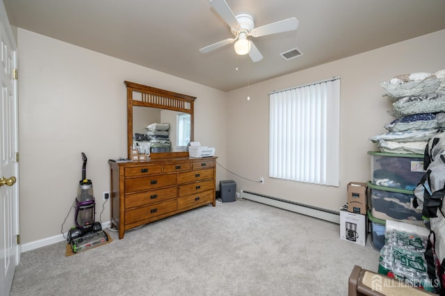 17 Duane St, Jamesburg, NJ 08831 - carpeted bedroom with baseboard heating and a ceiling fan