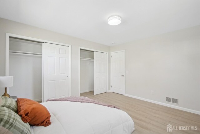 1779 Hughes Ter, Piscataway, NJ 08854 - bedroom featuring two closets, light wood-style flooring, and baseboards