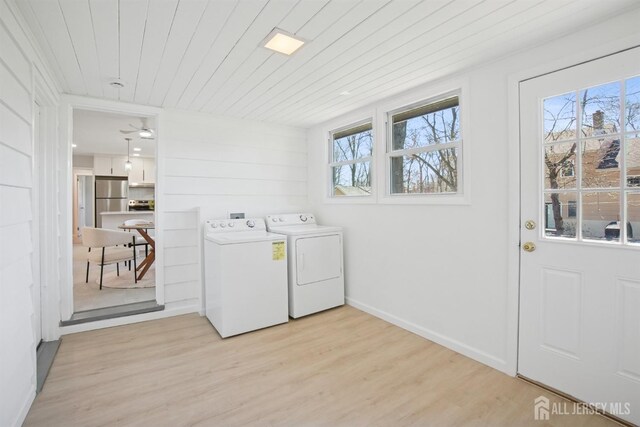 1779 Hughes Ter, Piscataway, NJ 08854 - washroom with independent washer and dryer, wooden ceiling, light wood-style floors, and baseboards