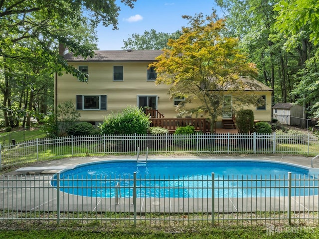 20 Buffalo Run, East Brunswick, NJ 08816 - view of pool with a shed and a diving board