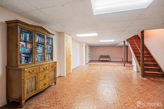 20 Buffalo Run, East Brunswick, NJ 08816 - finished basement with a drop ceiling and stairway