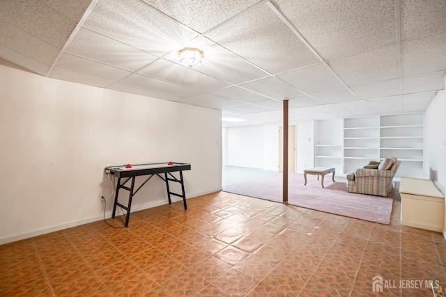 20 Buffalo Run, East Brunswick, NJ 08816 - finished below grade area featuring built in shelves and a drop ceiling