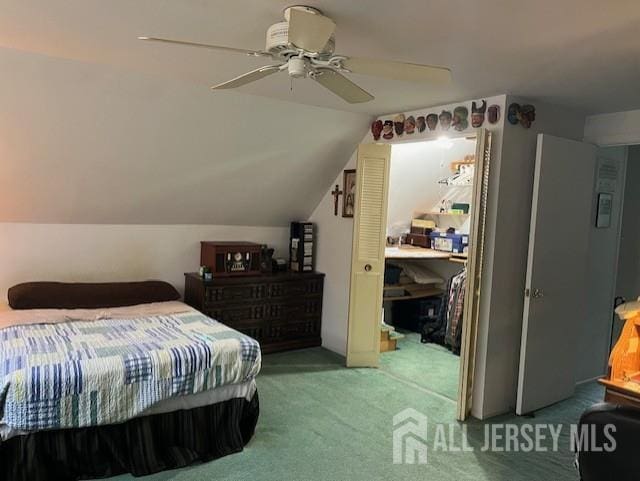 12 Landry Rd, Franklin, NJ 08873 - bedroom featuring carpet floors, vaulted ceiling, and ceiling fan