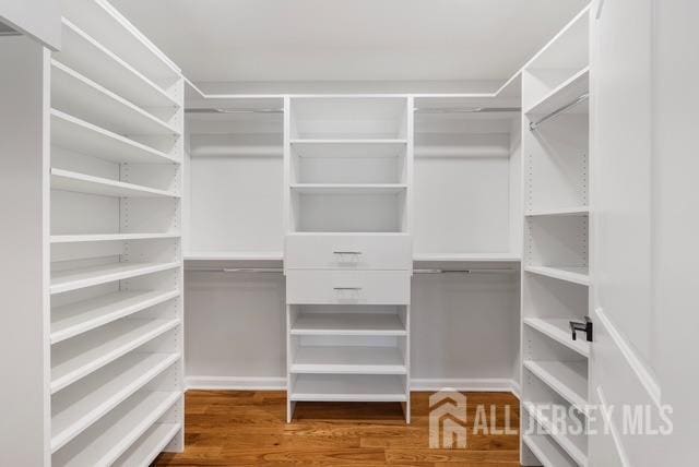 spacious closet with wood finished floors