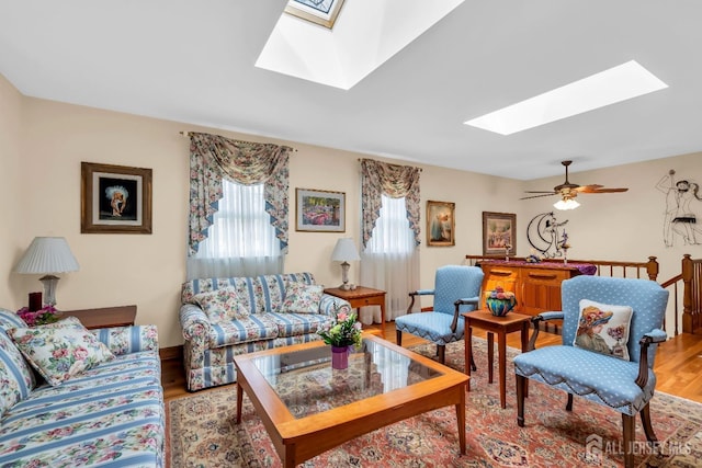 423 Brentwood Dr, Piscataway, NJ 08854 - living area with a skylight and wood finished floors