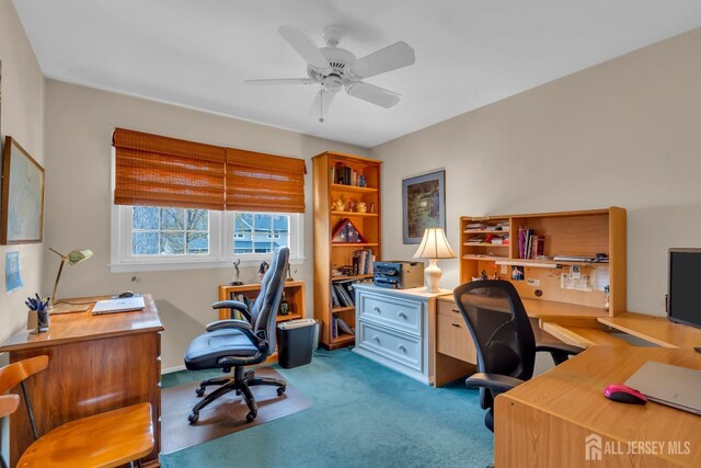 423 Brentwood Dr, Piscataway, NJ 08854 - home office featuring carpet flooring and a ceiling fan