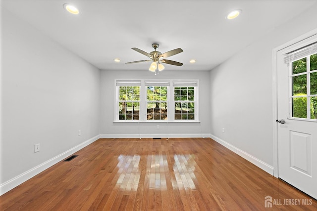 15-A Betsy Ross Dr, Monroe, NJ 08831 - empty room featuring wood finished floors, baseboards, a ceiling fan, and recessed lighting