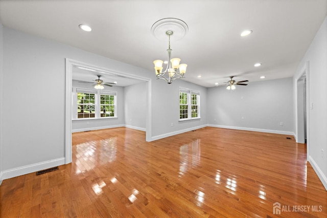 15-A Betsy Ross Dr, Monroe, NJ 08831 - empty room with ceiling fan, a chandelier, light wood finished floors, baseboards, and recessed lighting