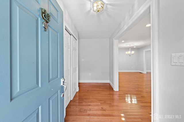 15-A Betsy Ross Dr, Monroe, NJ 08831 - entrance foyer with a chandelier, baseboards, and light wood-style flooring