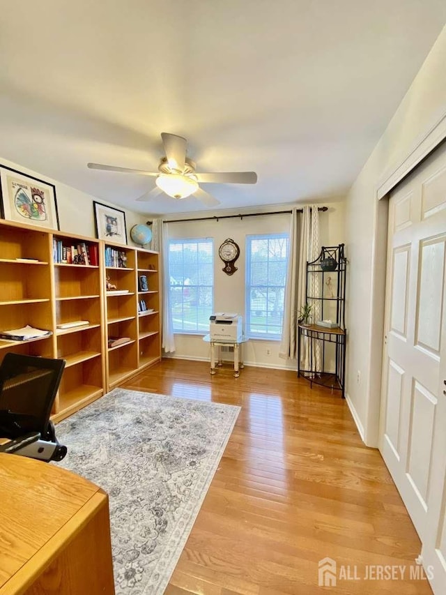 57 Yorktown Rd, South Brunswick, NJ 08852 - office space with a ceiling fan and wood finished floors