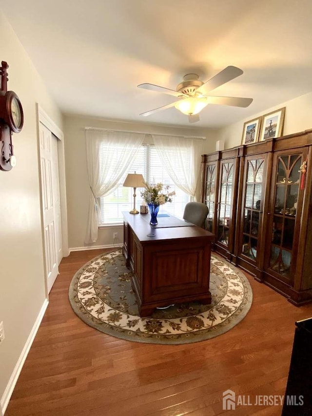 57 Yorktown Rd, South Brunswick, NJ 08852 - office with ceiling fan and wood finished floors