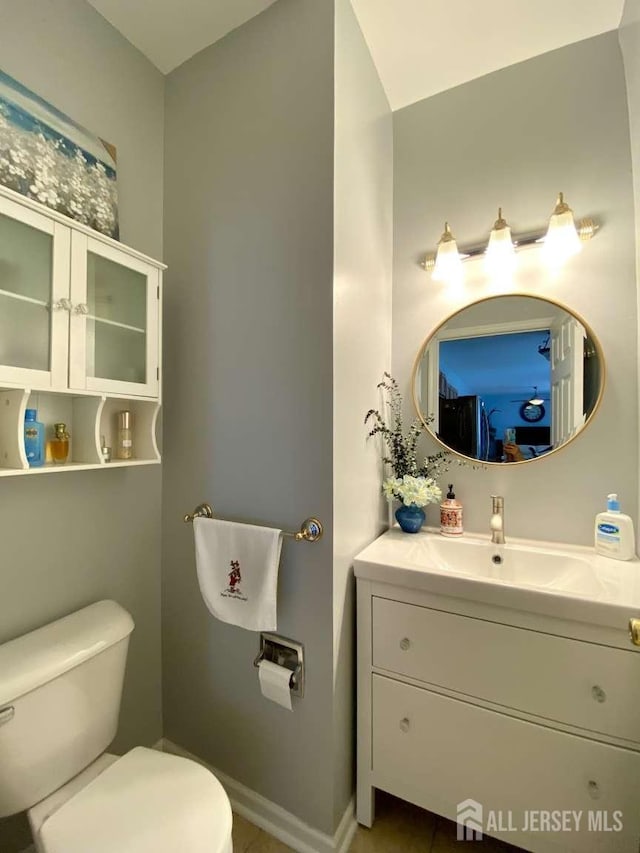 57 Yorktown Rd, South Brunswick, NJ 08852 - half bathroom with vanity and tile patterned floors